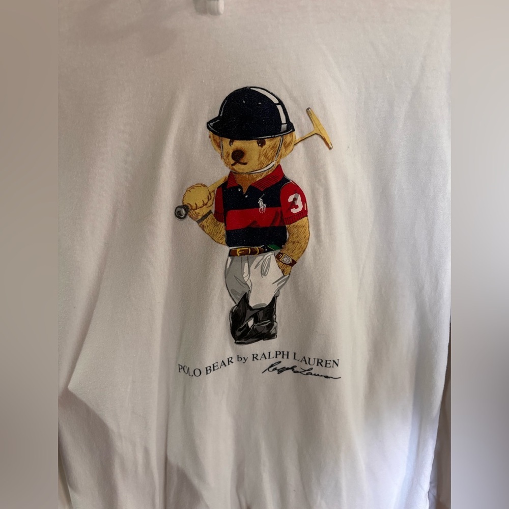 Ralph Lauren White Polo Bear Pullover Hoodie - Picture 3 of 5